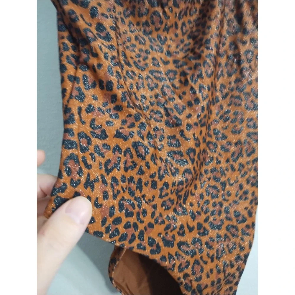 Berlook Leopard SquareNeck OnePiece Glitter Vacation Beach Resortwear Swimsuit S